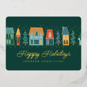 Prettige Feestdagen Modern Winter Snow Village (Voorkant)