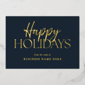 Prettige feestdagen Moderne Blue Gold Script Busin (Voorkant)