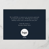 Prettige feestdagen Moderne Blue Gold Script Busin (Achterkant)