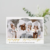 prettige feestdagen moderne boog 3 foto's rood scr (Staand Voorkant)