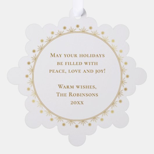 Prettige feestdagen Moderne Elegante Faux Gold Fot Ornament Kaart (Achterkant)