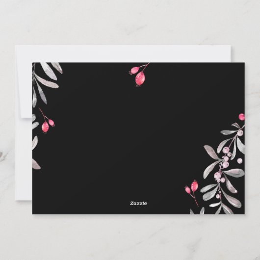 Prettige feestdagen Moderne foto roze holly bessen Feestdagenkaart (Achterkant)