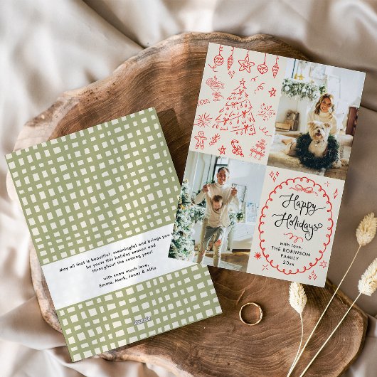 Prettige feestdagen Moderne Hand getrokken Boho Feestdagenkaart