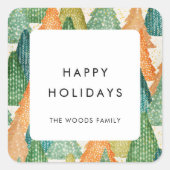 Prettige feestdagen Moderne kerstbomen patroon Vierkante Sticker (Voorkant)