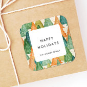 Prettige feestdagen Moderne kerstbomen patroon Vierkante Sticker