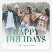 Prettige feestdagen Moderne kerstfoto Vierkante Sticker (Voorkant)