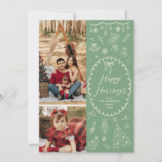 Prettige feestdagen Moderne met de hand getekende Feestdagenkaart (Voorkant)