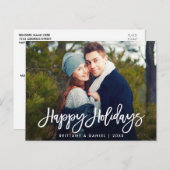 prettige feestdagen Moderne penseelfoto Briefkaart (Voorkant / Achterkant)