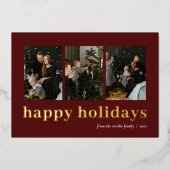 Prettige feestdagen Moderne Rode Gouden Typografie (Voorkant)