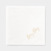 Prettige feestdagen Moderne Script Christmas Gold Folie Servetten (Voorkant)