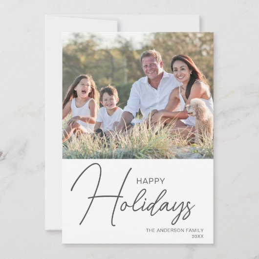 Prettige feestdagen Moderne scriptfoto Feestdagenkaart (Voorkant)