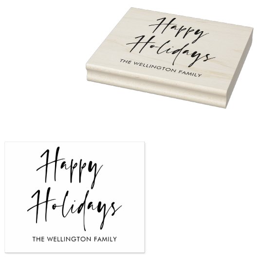 prettige feestdagen moderne scriptwedloop 	rubberstempel (Gestempeld)