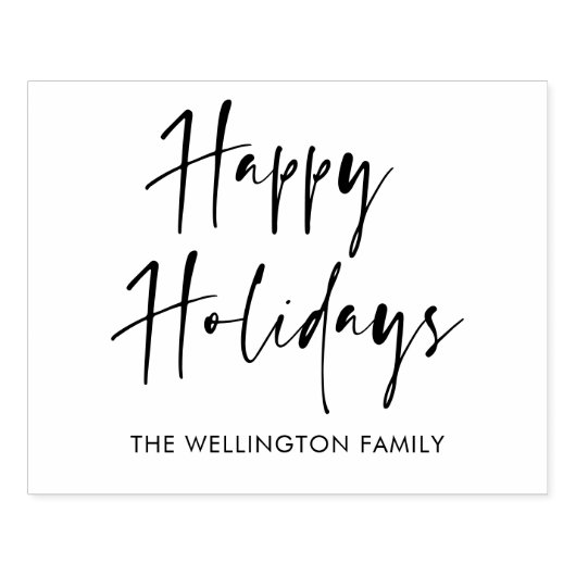 prettige feestdagen moderne scriptwedloop 	rubberstempel (Afrduk)