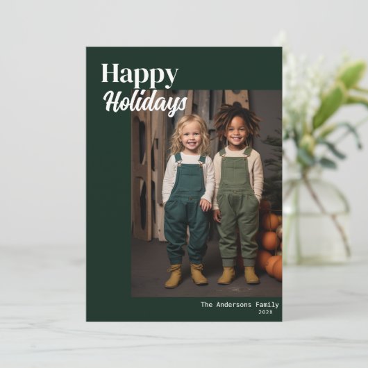 Prettige feestdagen moderne vrolijke kerst feestdagenkaart (Staand voorkant)