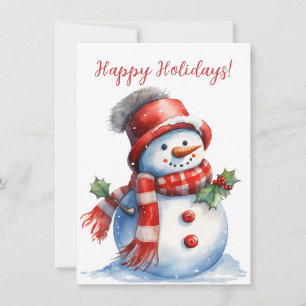 Prettige feestdagen Mooie Snowman Waterverf Kaarte