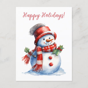 Prettige feestdagen Mooie Snowman Waterverf Kunstw Briefkaart