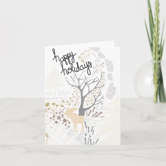 prettige feestdagen Moose Holiday Card Kaart (Voorkant)