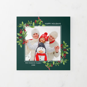 prettige feestdagen. Multi-Photo Tri-Fold Holiday  Drieluik Aankondiging