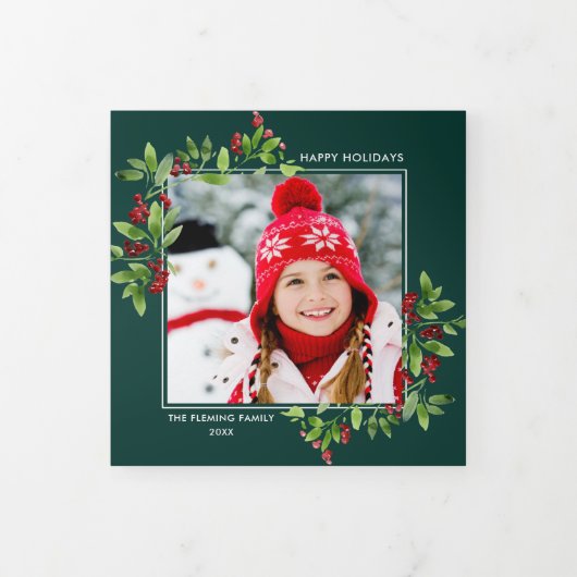 prettige feestdagen. Multi-Photo Tri-Fold Holiday  Drieluik Aankondiging (Cover)