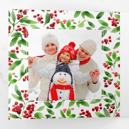 prettige feestdagen. Multi-Photo Tri-Fold Holiday  Drieluik Aankondiging (Binnenzijde eerst)