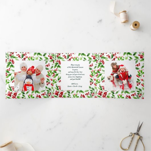 prettige feestdagen. Multi-Photo Tri-Fold Holiday  Drieluik Aankondiging (Binnen)