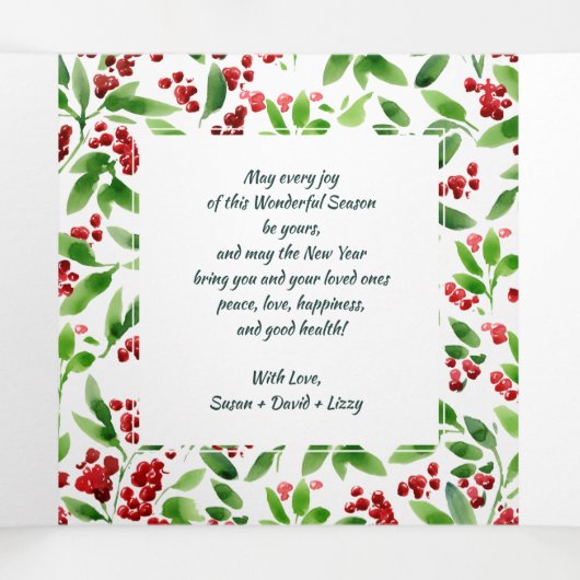 prettige feestdagen. Multi-Photo Tri-Fold Holiday  Drieluik Aankondiging (Binnenkant midden)