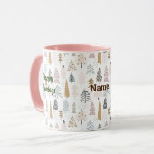 Prettige feestdagen Naam op Winterbomen 11oz. comb Mok (Voorkant links)
