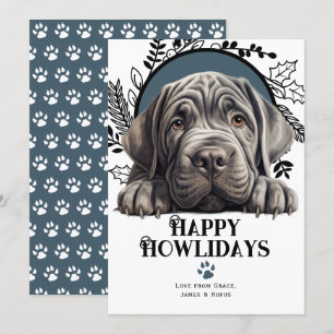 Prettige feestdagen Napolitaanse Mastiff Dog Kerst Feestdagenkaart