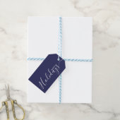 prettige feestdagen Navy Blue White-minimalist Cadeaulabel (Met Touw)