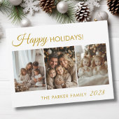 Prettige feestdagen Nee! 3 foto, wit, minimaal Feestdagenkaart