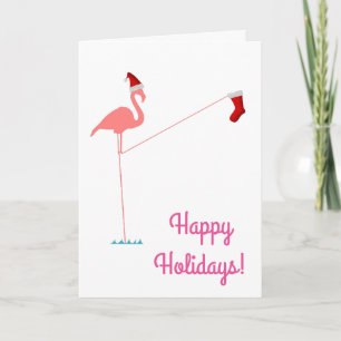 Prettige feestdagen Nee! - Roze flamingo silhouet Kaart