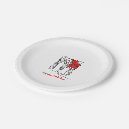 Prettige feestdagen NYC Brooklyn Bridge Kerstmis i Papieren Bordje (Gekanteld)