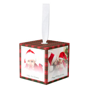 prettige feestdagen oma Baby Foto's Kerstmis Kubus Ornament
