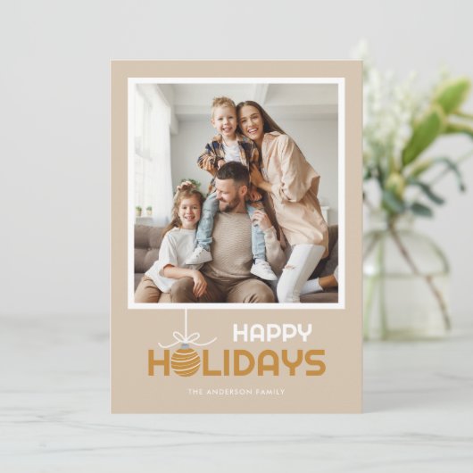 Prettige feestdagen Ornament Modern Minimaal Feestdagenkaart (Staand voorkant)