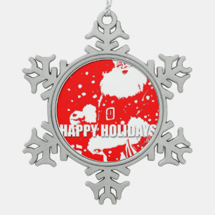 prettige feestdagen - Ornament van Santa Pewter Sn
