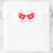 prettige feestdagen ovale sticker (Tas)