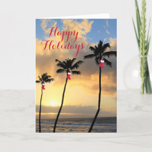 prettige feestdagen Palm Trees & Stockings Kaart