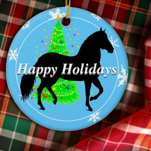 Prettige feestdagen Paso Fino Paardensilhouet Keramisch Ornament