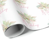 Prettige feestdagen Pastel Poinsettia Cadeaupapier (Rol Hoek)