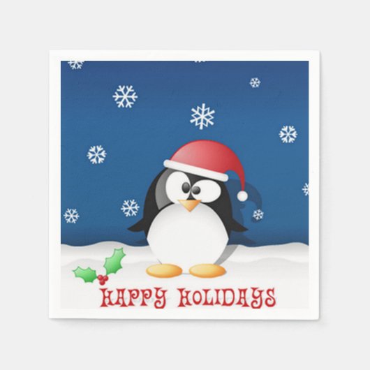 prettige feestdagen Penguin Servet (Voorkant)