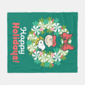 Prettige feestdagen €? | Pepermunt Snoep krans Fleece Deken (Voorkant (Horizontaal))