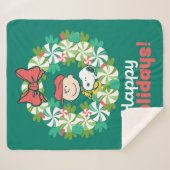 Prettige feestdagen €? | Pepermunt Snoep krans Sherpa Deken (Voorkant (horizontaal))