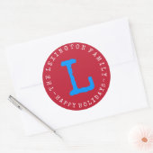 Prettige feestdagen Persoonlijke familienaam Ronde Sticker (Envelop)