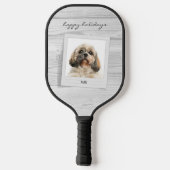 prettige feestdagen Pet Photo Script Rustic Pickleball Paddle (Achterkant)