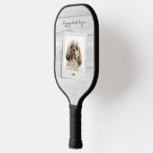 prettige feestdagen Pet Photo Script Rustic Pickleball Paddle (Links)