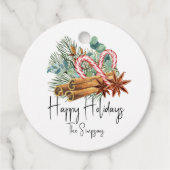 prettige feestdagen Pine Candy Cane Bouquet Bedankjes Labels (Voorkant)