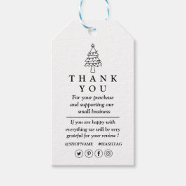 Prettige feestdagen Pine Tree Dank u Cadeaulabel