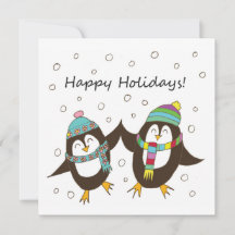 prettige feestdagen Pinguins Flat Card