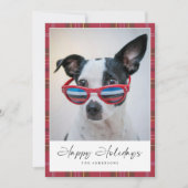 Prettige feestdagen Plaid Funny Dog Feestdagenkaart (Voorkant)