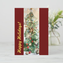 prettige feestdagen platte Kaart met kerstboom